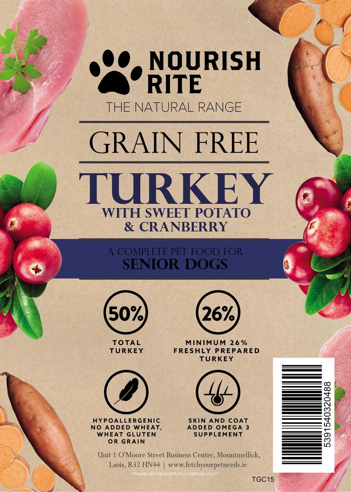 Nourish Rite Grain Free Light / Senior Dog Food - Turkey - Image 3